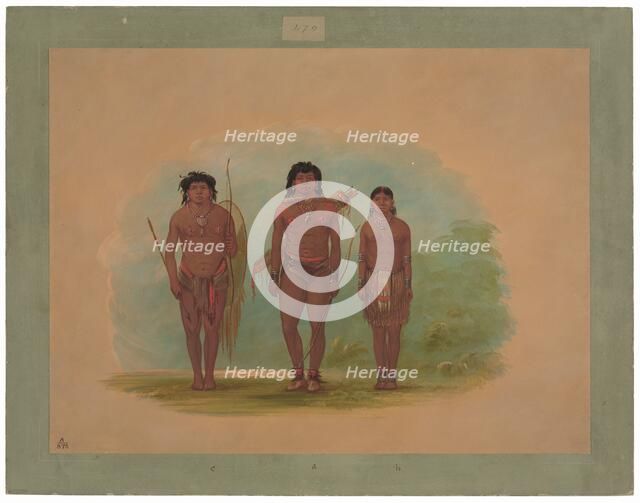 Chaco Chief, His Wife, and a Warrior, 1854/1869. Creator: George Catlin.