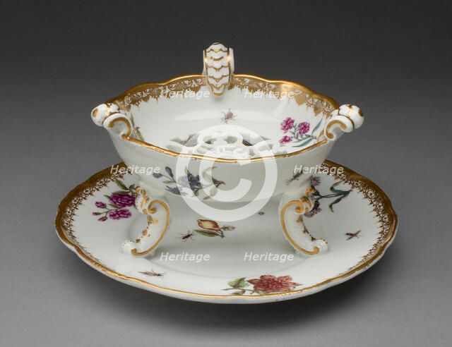 Chafing Dish or Plate Warmer, Meissen, 1737/40. Creator: Meissen Porcelain.