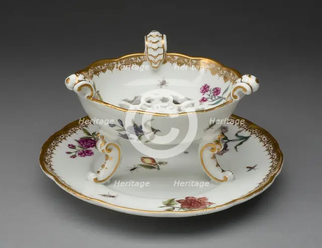 Chafing Dish or Plate Warmer, Meissen, 1737/40. Creator: Meissen Porcelain.