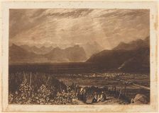 Chain of Alps from Grenoble to Chamberi, published 1812. Creators: JMW Turner, William Say