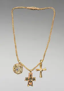 Chain with Pendant and Two Crosses, early 500s. Creator: Unknown