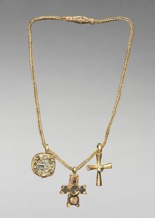 Chain with Pendant and Two Crosses, early 500s. Creator: Unknown