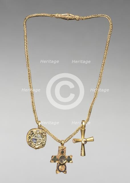 Chain with Pendant and Two Crosses, early 500s. Creator: Unknown.