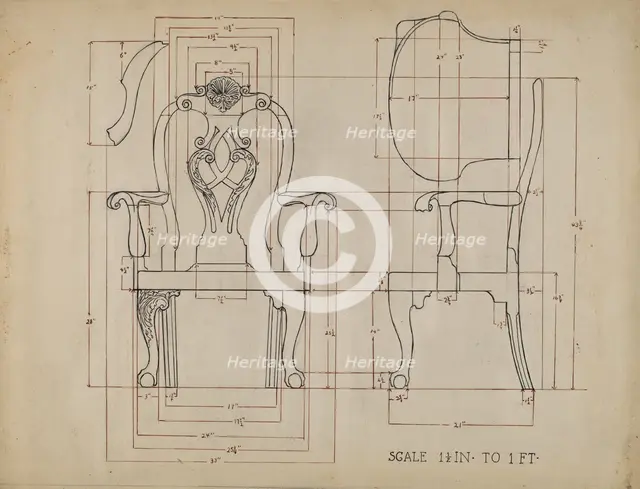 Chair, 1935/1942. Creator: Unknown.
