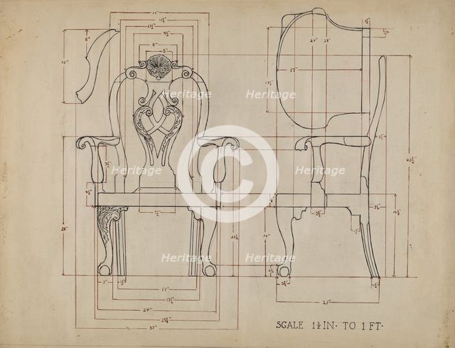 Chair, 1935/1942. Creator: Unknown.