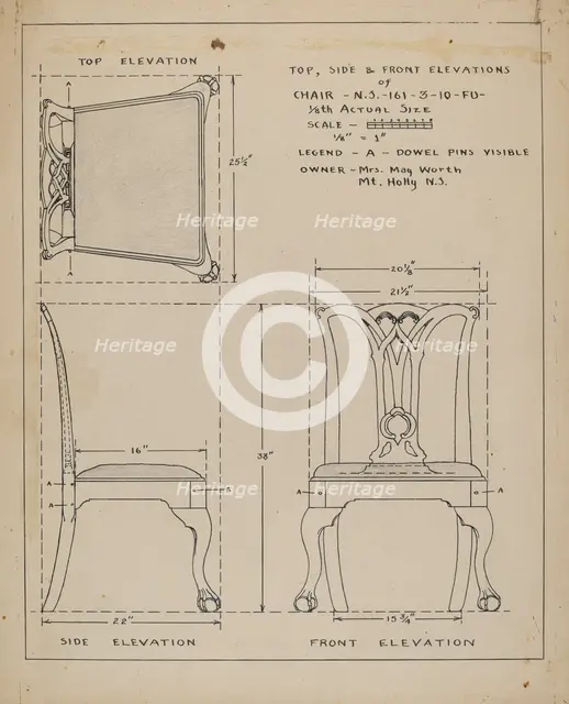 Chair, 1935/1942. Creator: Unknown.