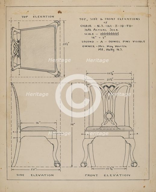 Chair, 1935/1942. Creator: Unknown.