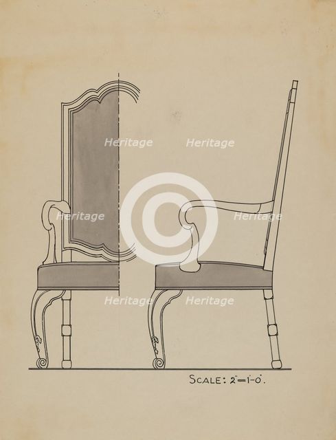 Chair, 1935/1942. Creator: Unknown.