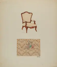 Chair and Tapestry, 1940. Creator: Edith Olney