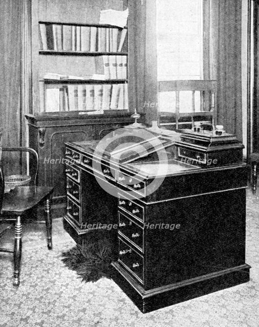 Chair & Desk of Charles Dickens, used at Gadshill, 1923.Artist: Rischgitz Collection
