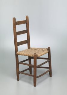 Chair with corn husk seat woven by Johnnie Ree Jackson, 1980s. Creator: Johnnie Ree Jackson