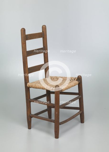 Chair with corn husk seat woven by Johnnie Ree Jackson, 1980s. Creator: Johnnie Ree Jackson.
