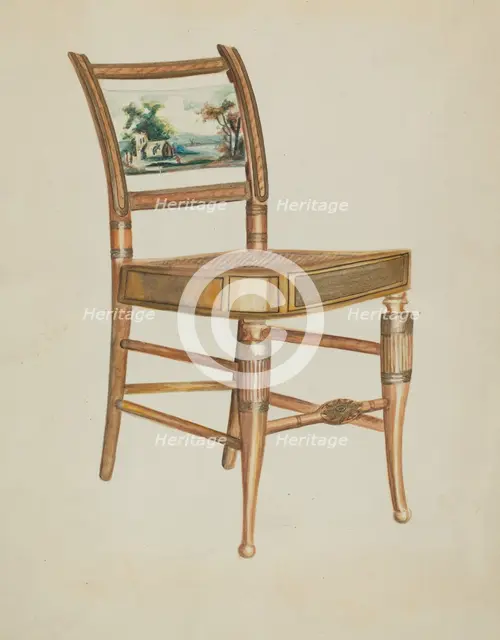 Chair - with Hudson River Scenes, 1935/1942. Creator: Ella Josephine Sterling.