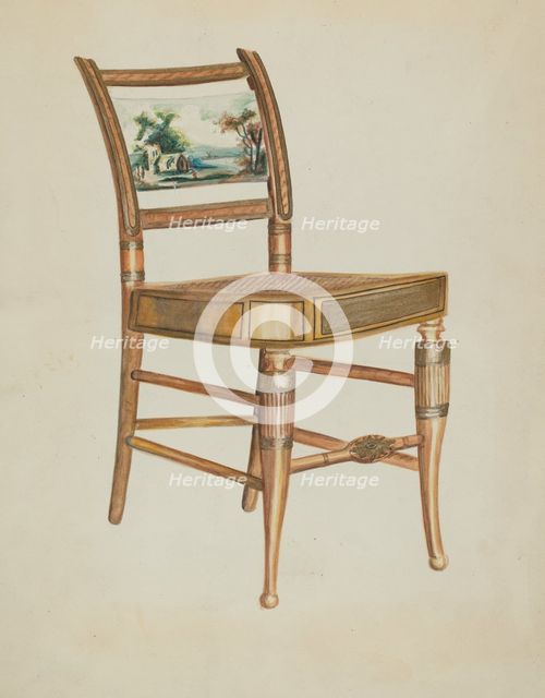 Chair - with Hudson River Scenes, 1935/1942. Creator: Ella Josephine Sterling.