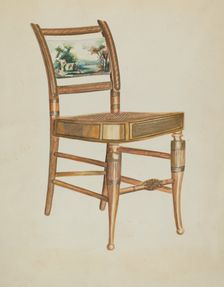 Chair - with Hudson River Scenes, 1935/1942. Creator: Ella Josephine Sterling