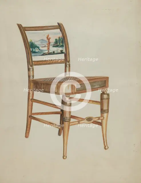 Chair - with Hudson River Scenes, c. 1936. Creator: Ella Josephine Sterling.