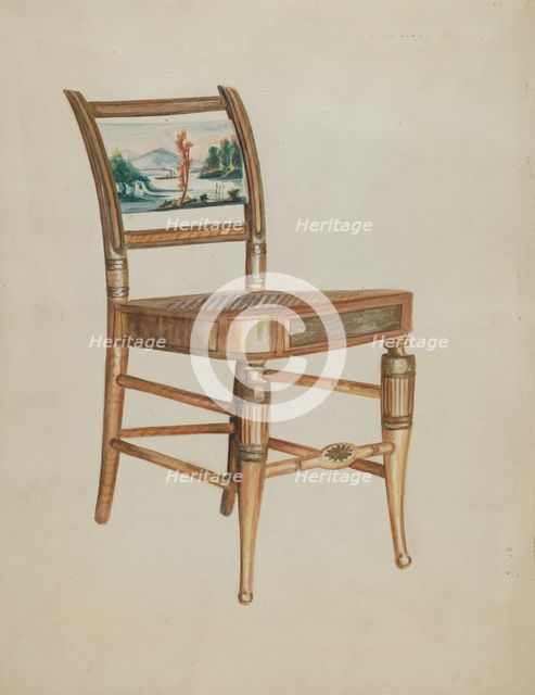Chair - with Hudson River Scenes, c. 1936. Creator: Ella Josephine Sterling.