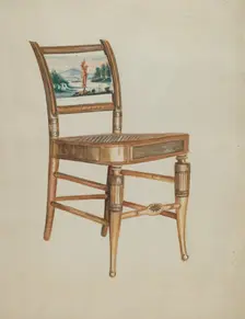 Chair - with Hudson River Scenes, c. 1936. Creator: Ella Josephine Sterling