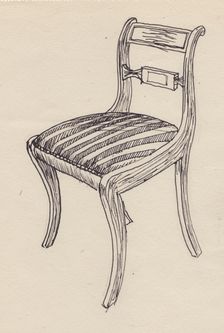 Chair with striped seat, 1951. Creator: Shirley Markham
