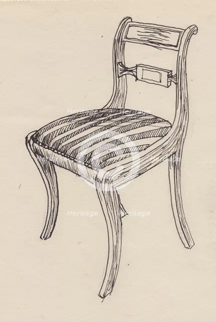 Chair with striped seat, 1951. Creator: Shirley Markham.