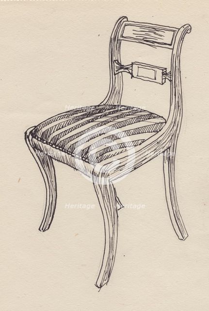 Chair with striped seat, 1951. Creator: Shirley Markham.