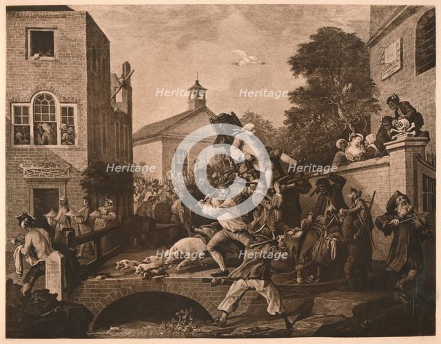 'Chairing the Members', Plate IV from 'The Humours of an Election', 1757. Artist: William Hogarth.