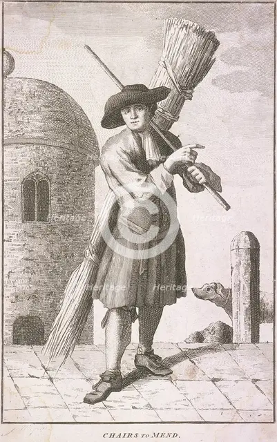 'Chairs to Mend', Cries of London, c1750. Artist: JM
