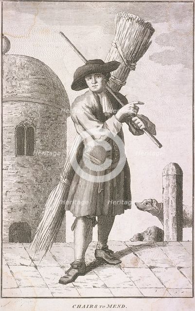 'Chairs to Mend', Cries of London, c1750. Artist: JM