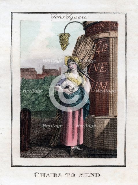 'Chairs to Mend', Soho Square, London, 1805. Artist: Unknown