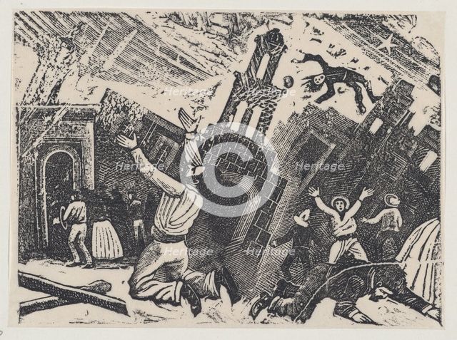Chaos during an earthquake, ca. 1880-1910., ca. 1880-1910. Creator: José Guadalupe Posada.