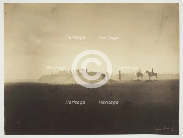 Chalons Encampment: Maneuvers on October 3 (Camp de Châlons: manoeuvres du 3 octobre), 1857. Creator: Gustave Le Gray.