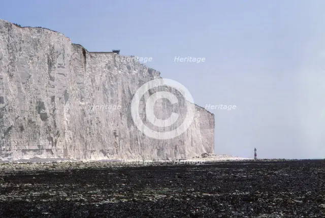 Chalk Cliffs and Lighthouse at Beachy Head, Sussex, 20th century. Artist: CM Dixon.