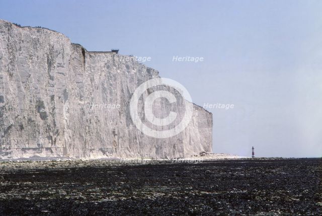 Chalk Cliffs and Lighthouse at Beachy Head, Sussex, 20th century. Artist: CM Dixon.