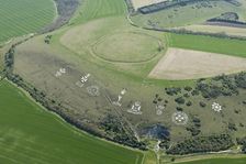 Chalk military badges and Chisenbury Camp univallate hillfort, Fovant Down, Wiltshire, 2015. Creator: Historic England Staff Photographer