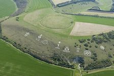 Chalk military badges and Chisenbury Camp univallate hillfort, Fovant Down, Wiltshire, 2015. Creator: Historic England Staff Photographer