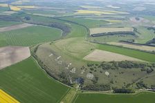 Chalk military badges and Chisenbury Camp univallate hillfort, Fovant Down, Wiltshire, 2015. Creator: Historic England Staff Photographer