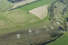 Chalk military badges and Chisenbury Camp univallate hillfort, Fovant Down, Wiltshire, 2015. Creator: Historic England Staff Photographer