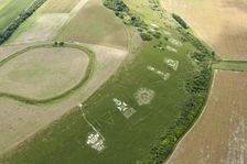Chalk military badges and Chisenbury Camp univallate hillfort, Fovant Down, Wiltshire, 2015. Creator: Historic England Staff Photographer
