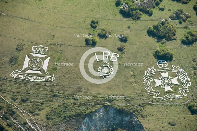 Chalk military badges, Fovant Down, Wiltshire, 2015. Creator: Historic England Staff Photographer.