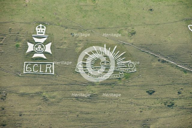Chalk military badges, Fovant Down, Wiltshire, 2015. Creator: Historic England Staff Photographer.