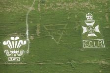 Chalk military badges, Fovant Down, Wiltshire, 2016. Creator: Historic England Staff Photographer