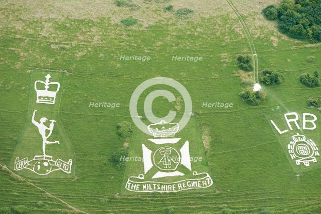 Chalk military badges, Fovant Down, Wiltshire, 2016. Creator: Historic England Staff Photographer.