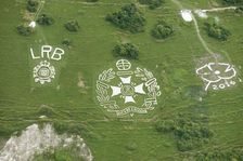 Chalk military badges, Fovant Down, Wiltshire, 2016. Creator: Historic England Staff Photographer