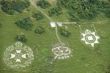 Chalk military badges, Fovant Down, Wiltshire, 2016. Creator: Historic England Staff Photographer