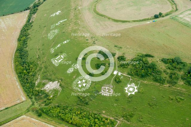Chalk military badges, Fovant Down, Wiltshire, 2016. Creator: Historic England Staff Photographer.