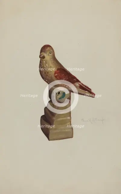 Chalkware Bird, c. 1940. Creator: Elmer R. Kottcamp.