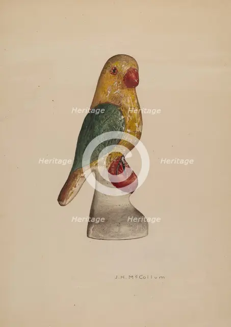 Chalkware Bird, c. 1940. Creator: J. Herman McCollum.