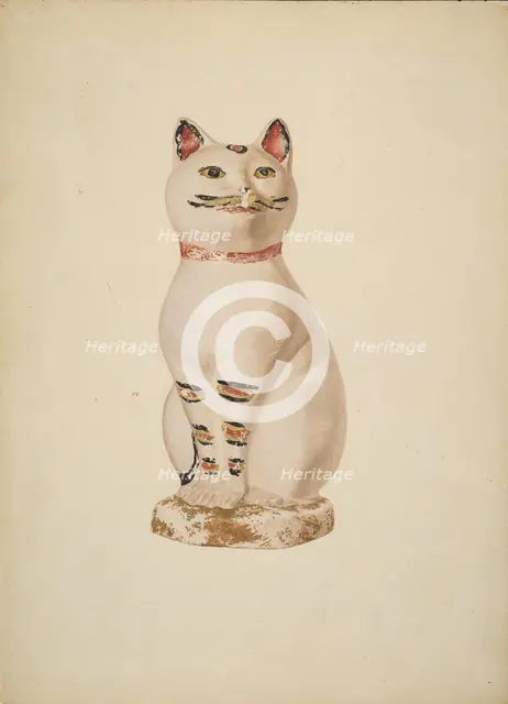 Chalkware Cat, c. 1940. Creator: Betty Fuerst.