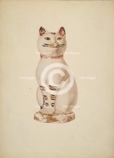 Chalkware Cat, c. 1940. Creator: Betty Fuerst.