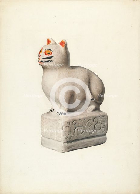 Chalkware Cat, c. 1940. Creator: Gertrude Koch.